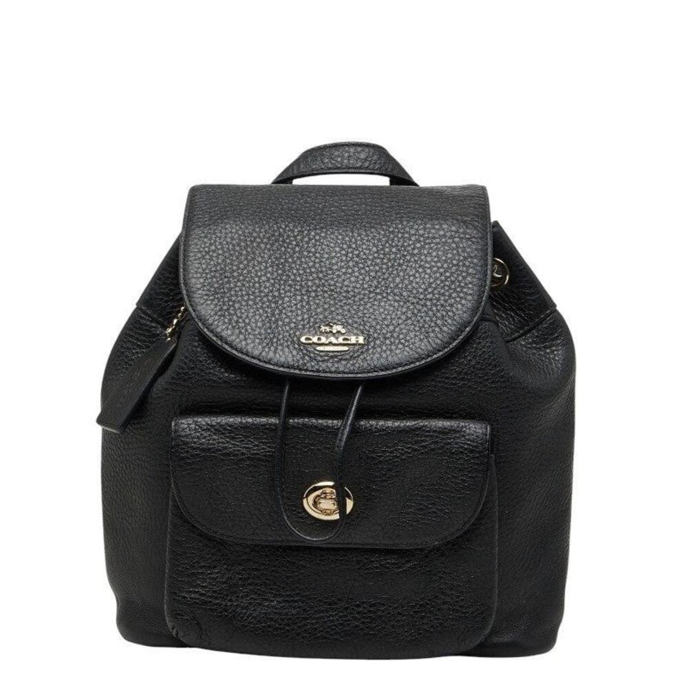 Coach Leather Backpack Black